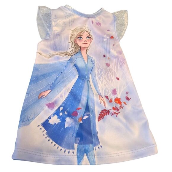 18" Doll Frozen Nightgown Elsa In A Flurry Sequined Ruffled Sleeves - Picture 12 of 13